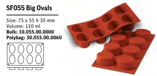 SF055 Szilikon forma BIG OVALS