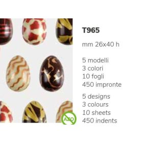 T965 Csokoládé sablon tojás 26x40mm10db