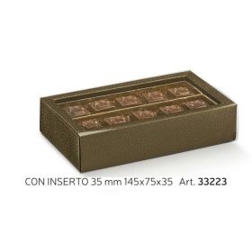   133029 Bonbon doboz  marrone 2 sor átlátszó 145x75x25mm 33223