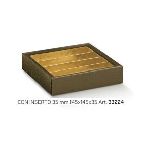  133032  Bonbon doboz  marrone 4 sor átlátszó 145x145x35mm 33224
