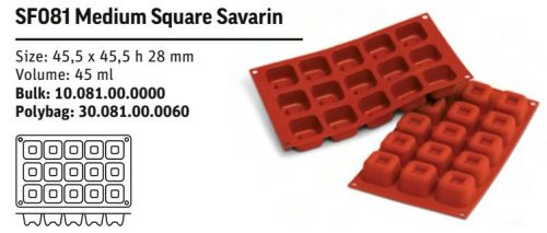 SF081 Szilikon forma MEDIUM SQUARESAVARIN