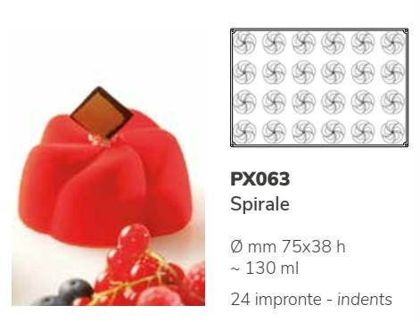 PX063 Szilikon forma 24db/f.75x38mm  spiral