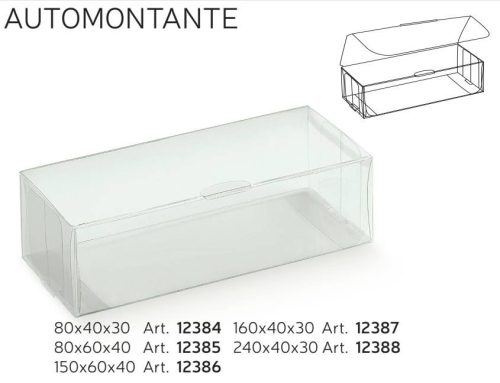 12387 Bonbon doboz átlátszó AUTOMONTANTE 160x40x30mm