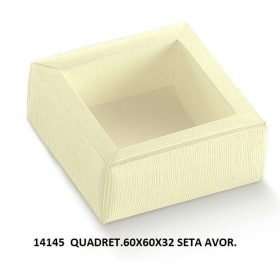 14145+31680 Bonbon doboz 60x60x32mm seta avorio