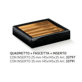   133791 Bonbon doboz pelle nero  4 sor átlátszó 145x145x35mm