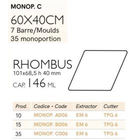 MONOP C006 Desszert forma rombusz 60x40