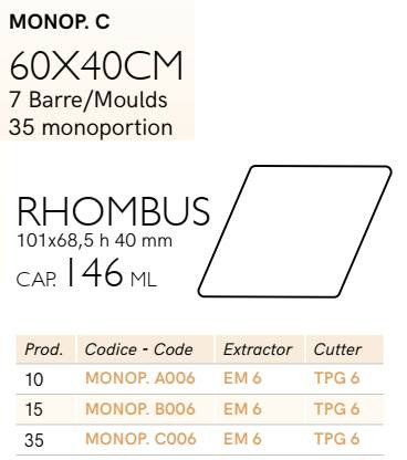 MONOP C006 Desszert forma rombusz 60x40