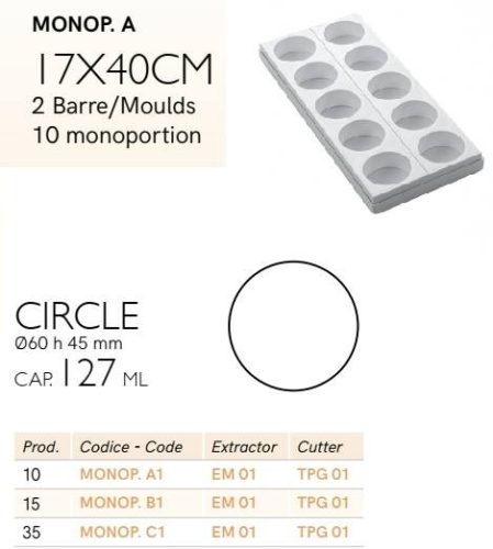 MONOP A1 Desszert forma kerek 10db/f