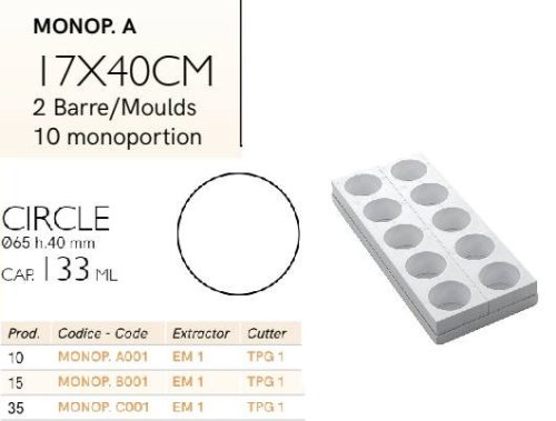 MONOP A001 Desszert forma kerek 10db/f