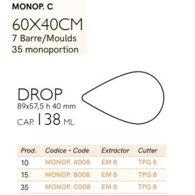 MONOP C008 Desszert forma csepp 60x40