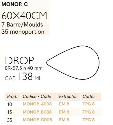 MONOP C008 Desszert forma csepp 60x40