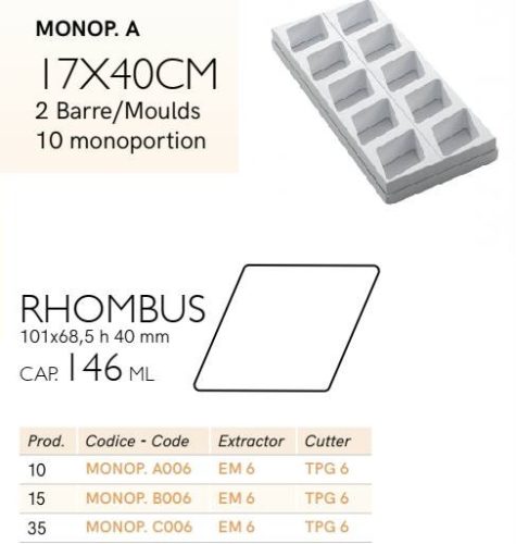 MONOP A006 Desszert forma rombusz 10db/f