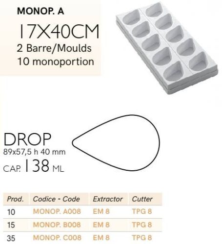 MONOP A008 Desszert forma csepp 10db/f