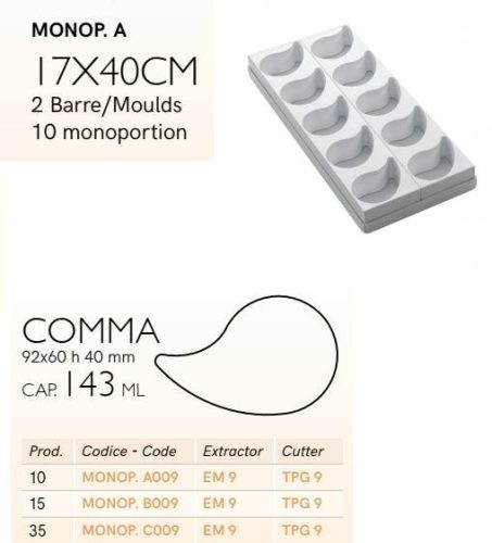 MONOP A009 Desszert forma íves csepp 10d