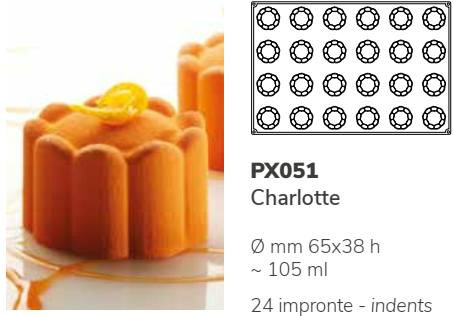 PX051 Szilikon forma 24db/f. 65x38mm charlotte