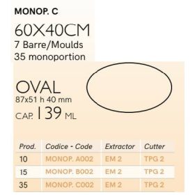MONOP C002 Desszert forma ováli 60x40