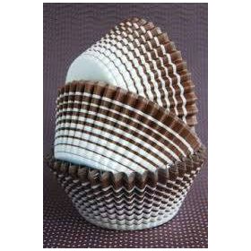 Kapszli kerek fehér barna csíkos 30x18mm 2000db/# 6503