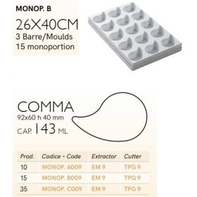 MONOP B009 Desszert forma íves csepp 65x40mm 15db/forma