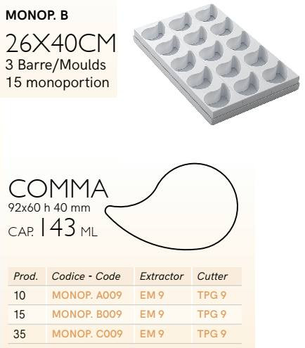 MONOP B009 Desszert forma íves csepp 65x40mm 15db/forma