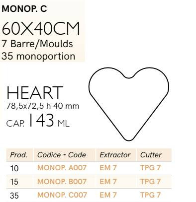 MONOP C007 Desszert forma szív 65x40mm 35db