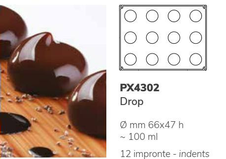 PX4302 Szilikon forma 30x40cm 12db/forma 100ml Drop