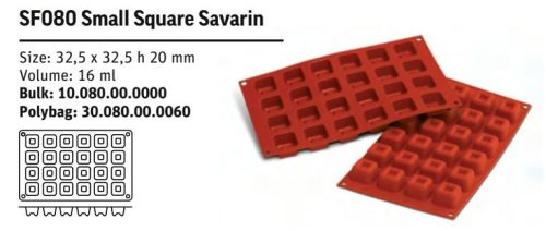 SF080 Szilikon forma SMALL SQUARE SAVARIN