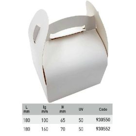   Süteményes doboz füles 180x160x60mm 50db/cs szöglet fehér 930552