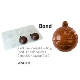   20SF003 Csokoládé öntőforma PE karácsonyi 12db/forma 60mm