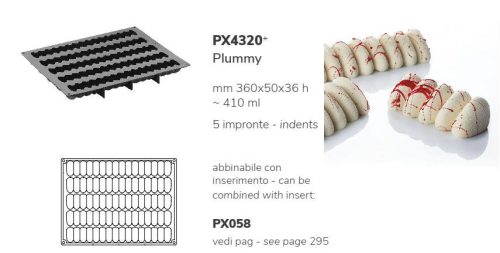 PX4320 Szilikon forma 360X50X36mm 5db/forma 410ml Plummy