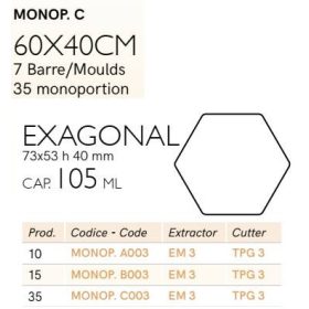 MONOP C003 Desszert forma hatszög 60x40