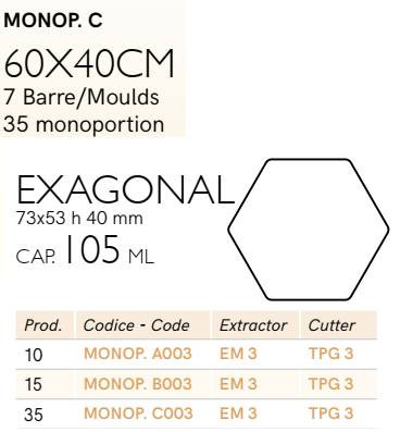 MONOP C003 Desszert forma hatszög 60x40