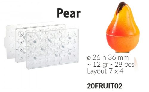 20FRUIT02 Bonbon forma mágneses 3D körte 26x36mm 12gr