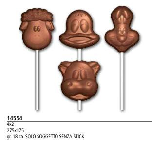 Art. 14554 Bonbon forma nyalóka állatos 4x2x18gr