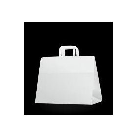 Papírtáska fehér szalagfüles 320x210x270mm 250db/cs
