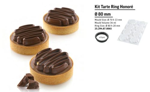 KIT TARTE RING HONORE Sütő forma szett 80mm 6db/cs sütő+szilikon forma SF294