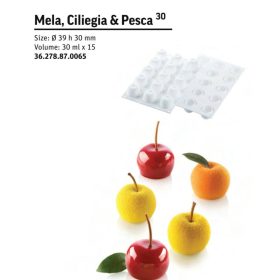 MELA,CILIEGIA&PESCA30 Szilikon forma 39X30mm 15x30ml SF278