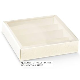   117790 Bonbon doboz harmony bianco 4 sor átlátszó 145x145x35mm