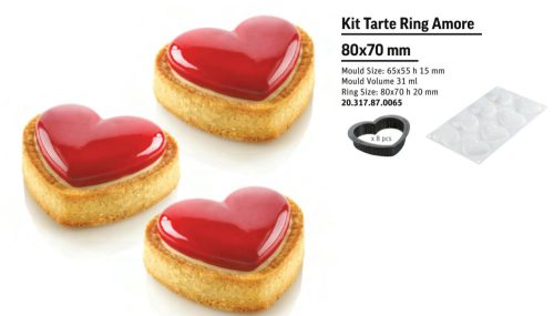 KIT TARTE RING AMORE Sütő forma szett 65x55x15mm 8db/cs sütő+szilikonforma SF317