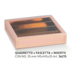  36215 Bonbon doboz  elegance rosa 4 sor átlátszó 145x75x35mm