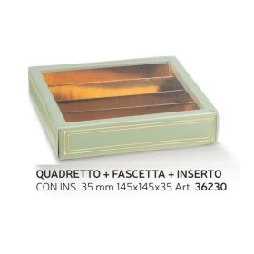   36230 Bonbon doboz  elegance verde 4 sor átlátszó 145x145x35mm