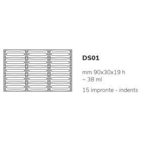 DS01 Szilikon forma SNACKS 90x30x19mm 15db/forma 38ml