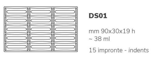 DS01 Szilikon forma SNACKS 90x30x19mm 15db/forma 38ml