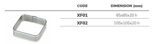 XF02 Sütőforma perforált négyzet rm. 105x105x20mm