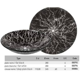 050792 Tányér fekete mintás 28cm