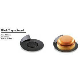 Tálca kerek fekete műanyag 86mm 100db/cs