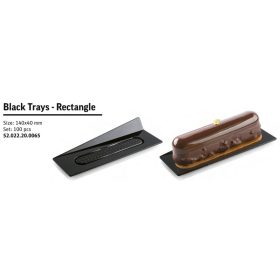 Tálca szögletes fekete műanyag 140x40mm 100db/cs