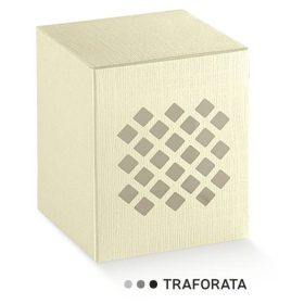 13271 Díszdoboz 120x120x80mm seta avorio traforata