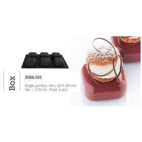 30SIL501 Szilikon forma box 64x64x34mm 6db/forma