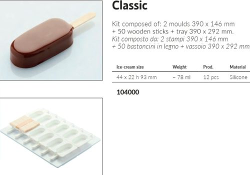 104000 Szilikon jégkrém forma+50pálcika CLASSIC