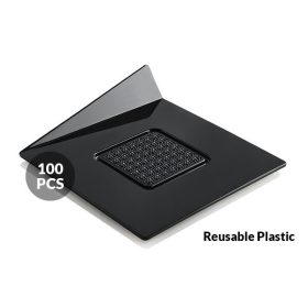 Tálca szögletes fekete műanyag 83x83mm 100db/cs